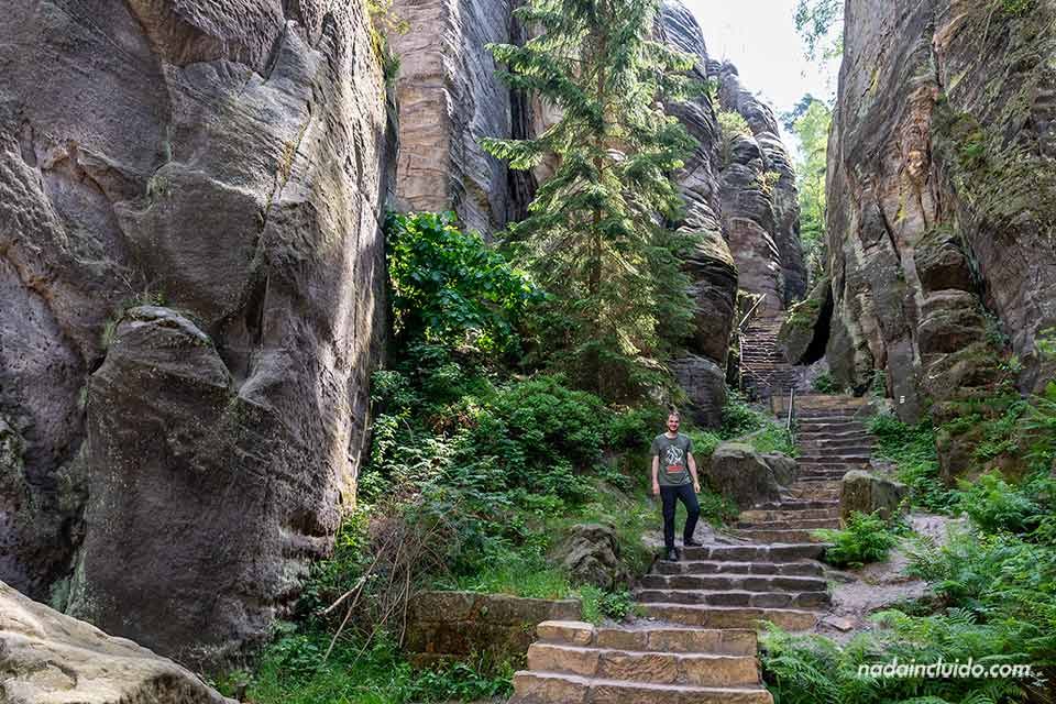 En el Pasillo Imperial (Císařská chodba) de las rocas de Prachov - Prachovské Skály (República Checa)