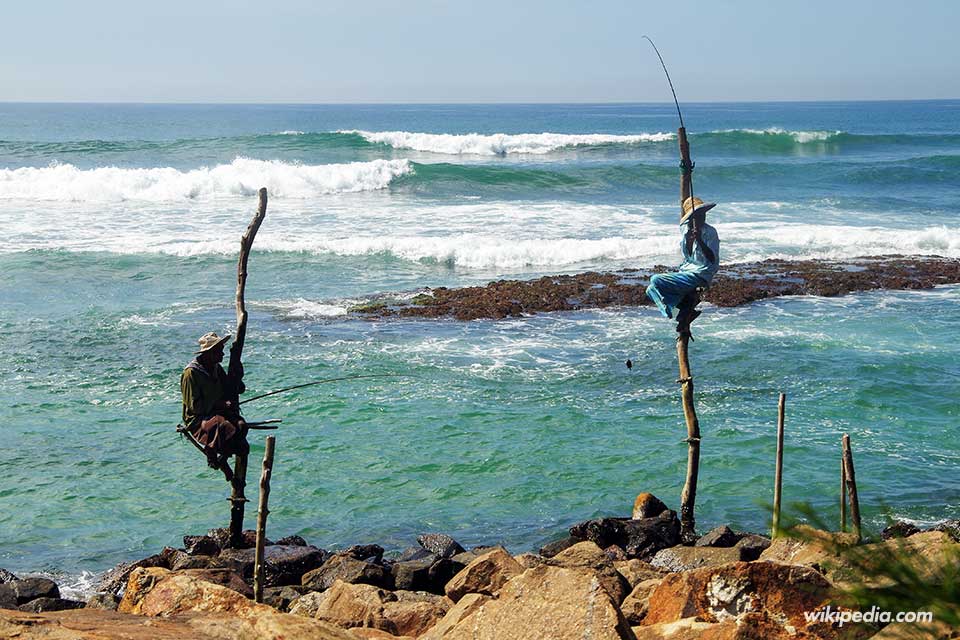 Pescadores en Weligama (Sri Lanka) - Foto de Wikipedia
