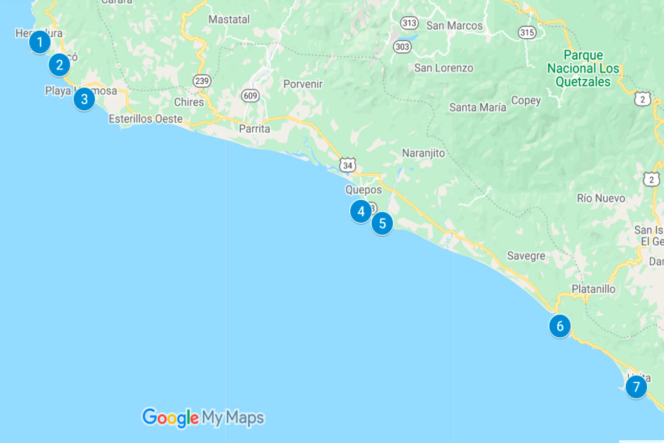 Recomendación de playas en el Pacífico Central de Costa Rica