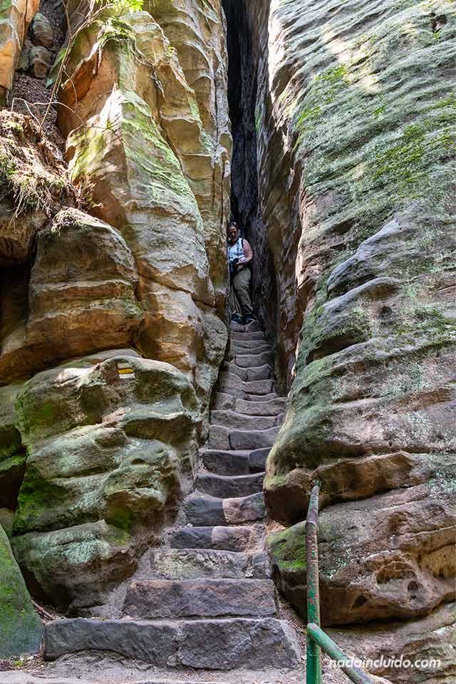 Desfiladero Myší díra (agujero de ratón) en las rocas de Prachov - Prachovské skály (República Checa)