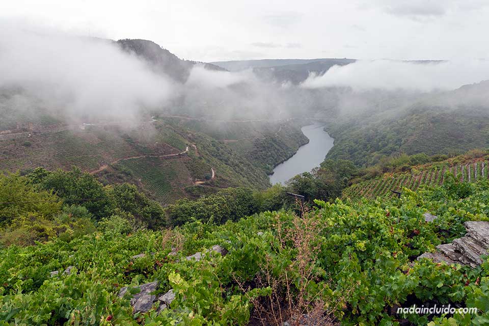 Nubes sobre el río Sil vistas desde el mirador Souto Chao, Ribeira Sacra (Galicia)