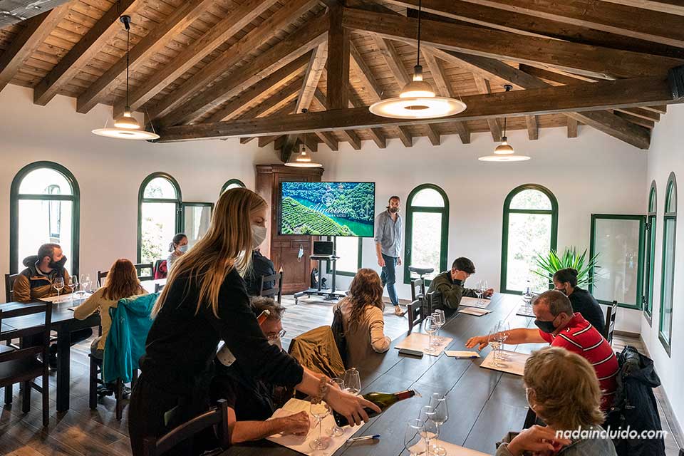 Sala de catas en la bodega Algueira de Ribeira Sacra (Galicia)